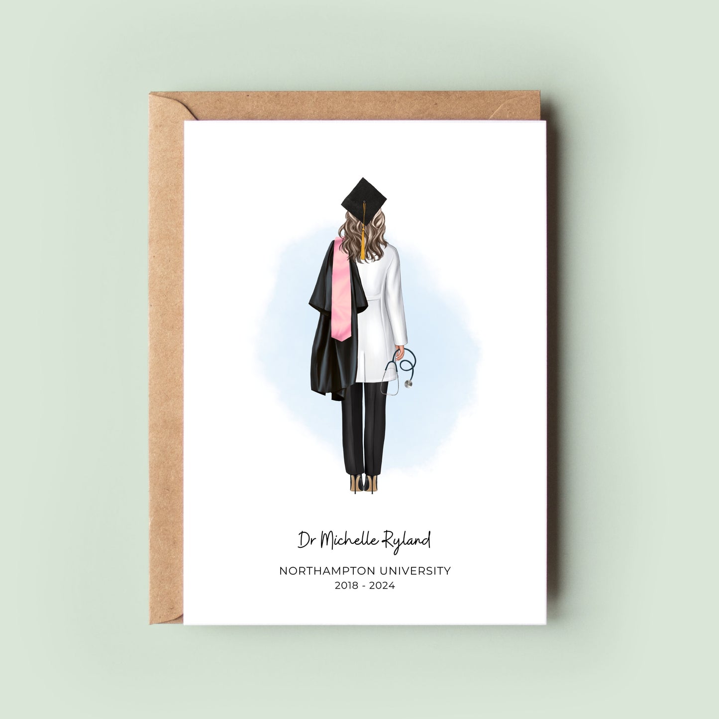 Personalised graduation card for doctor, vet, or dentist