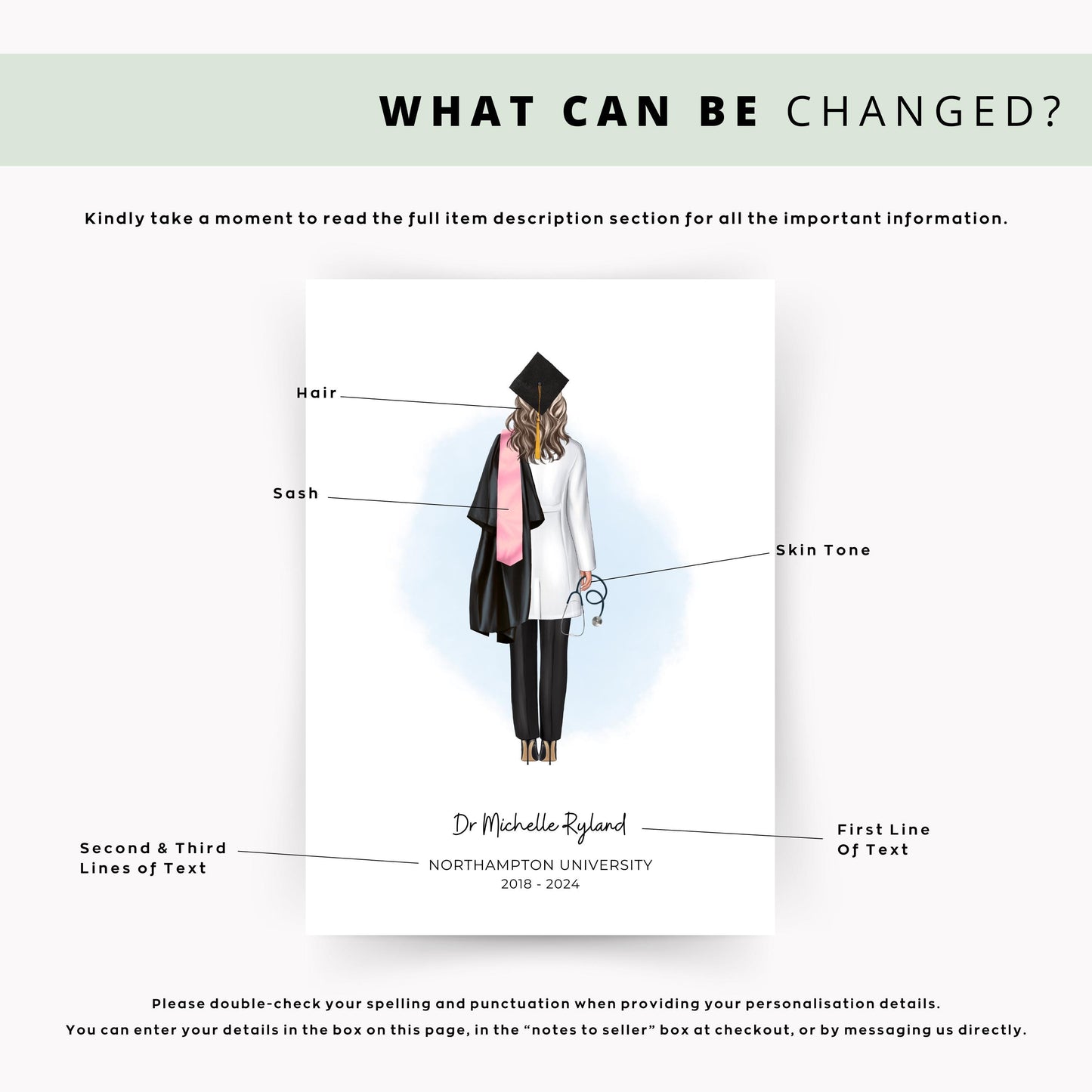 Vet or dentist grad card personalised for her