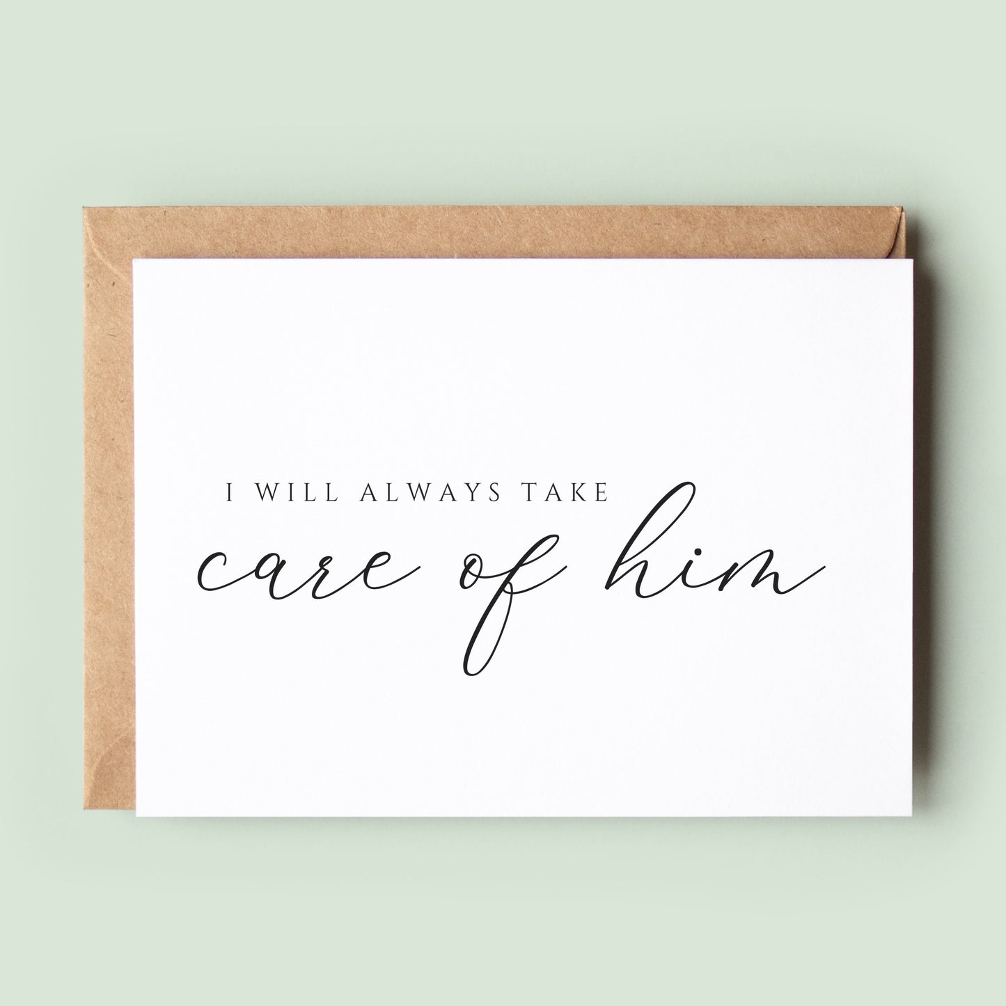 I Will Always Take Care of Him Wedding Day Card To Parents in Law