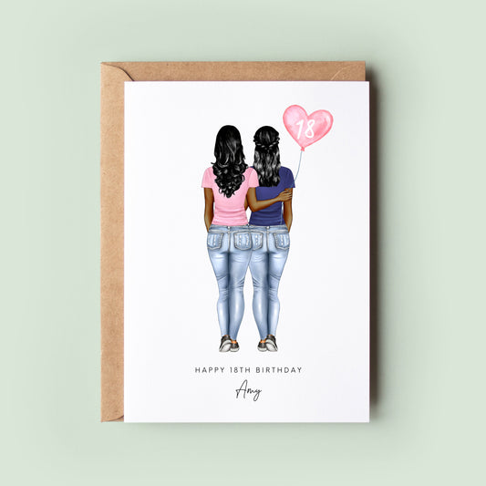 Personalised 18th Birthday Card - Perfect for Sister or Best Friend