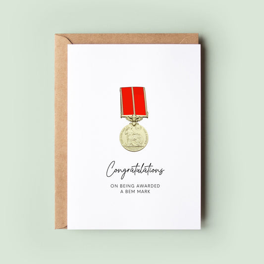 Congratulations on Being Awarded a BEM Personalised Greeting Card