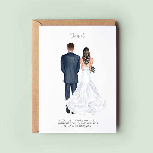 Personalised Bridesman Thank You Card, Man of Honour Thank you Card, Customisable Bridesman Card, Wedding Thank You Card, Bridesman Thanks