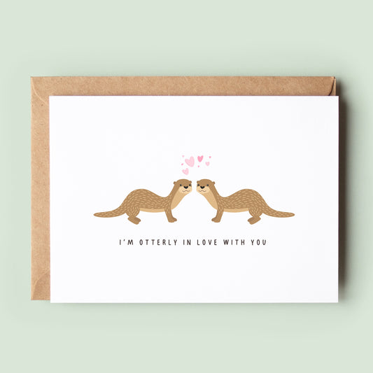I'm Otterly in Love With You Card, Anniversary Card, Valentine's Card, Otter Card, To My Husband, To My Wife, Wedding Night - #341
