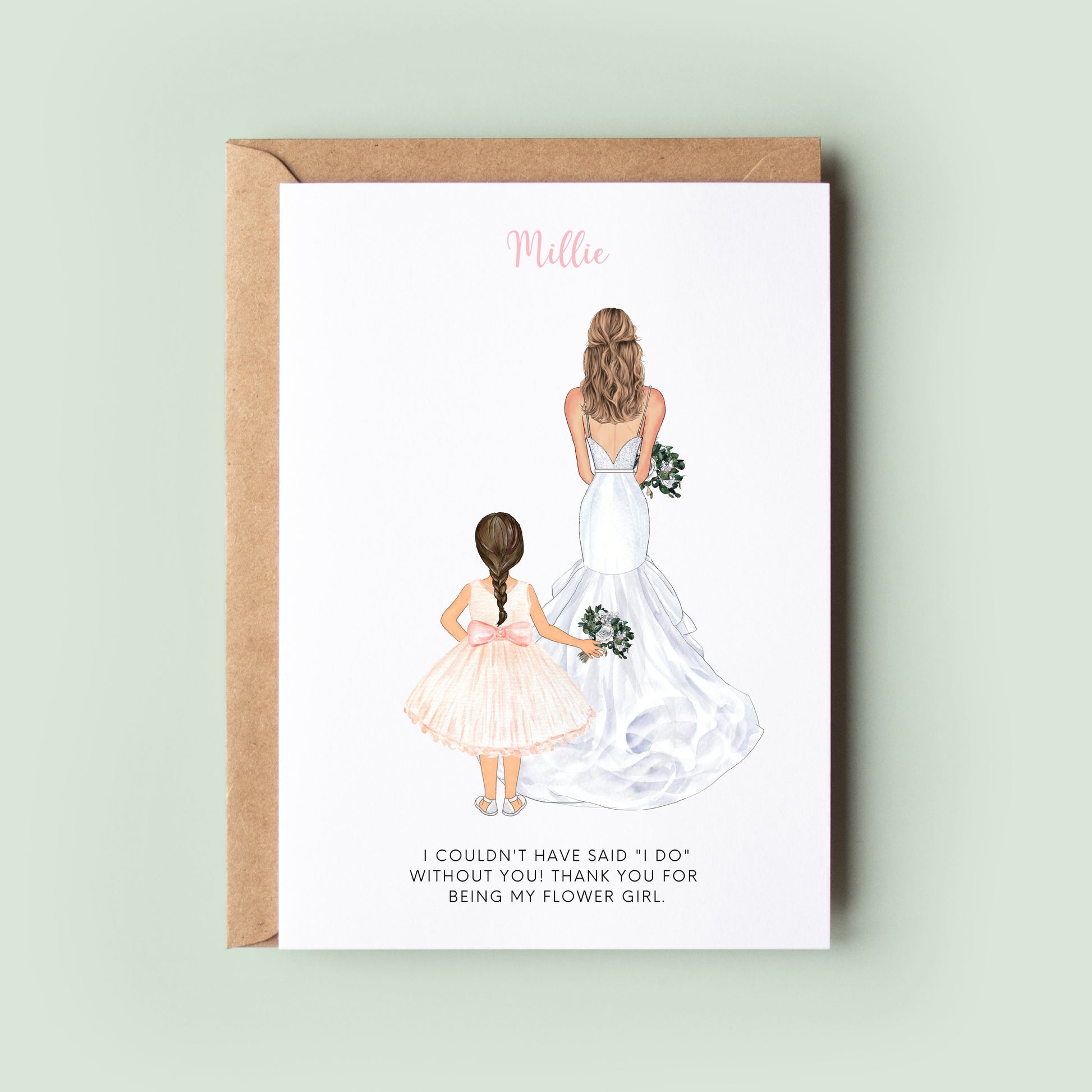 Personalised Flower Girl Thank You Card, Bridesmaid Thank you Card, Customisable Bridesmaid Card, Wedding Thank You Card, Bridesmaid Thanks