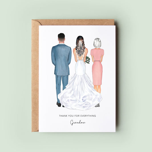 Personalised Wedding Card, Grandma, Grandma of the Bride, Wedding Thank You Card, Nan Card, Nanna Card, In Laws Card, Grandma of the Groom