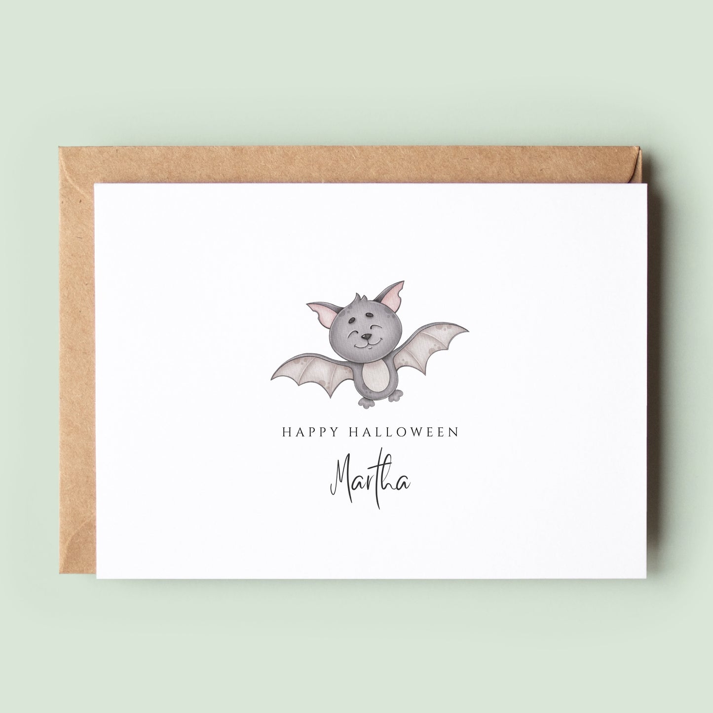 Cute Bat Halloween Card, Happy Halloween Card, Kids Halloween Card, Personalised Halloween Card, Halloween Greeting Card, Spooky Season Card