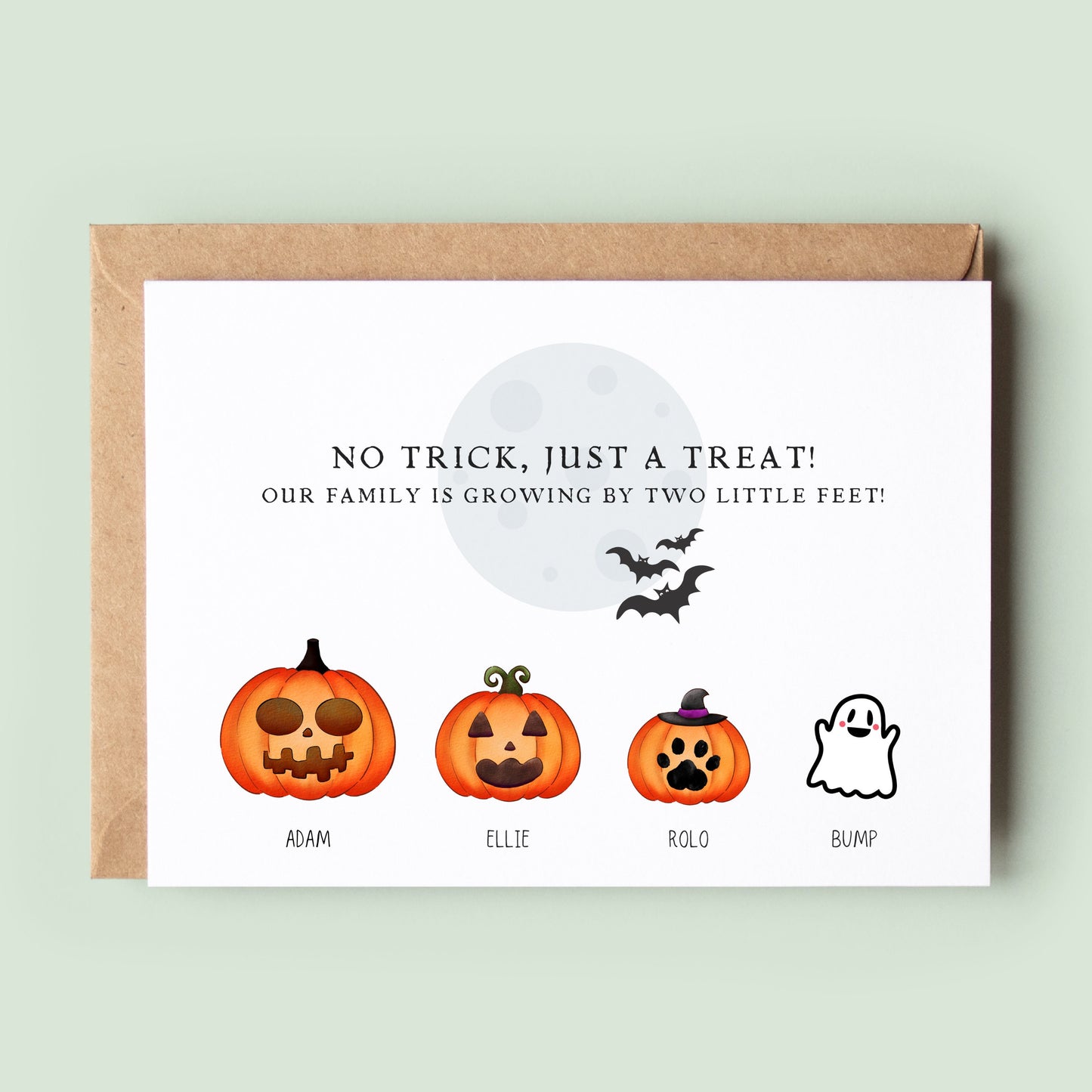 Halloween Pregnancy Announcement Card, Baby Announcement Card, Pregnancy Reveal Card, We're Having A Baby Card, Personalised Baby Card