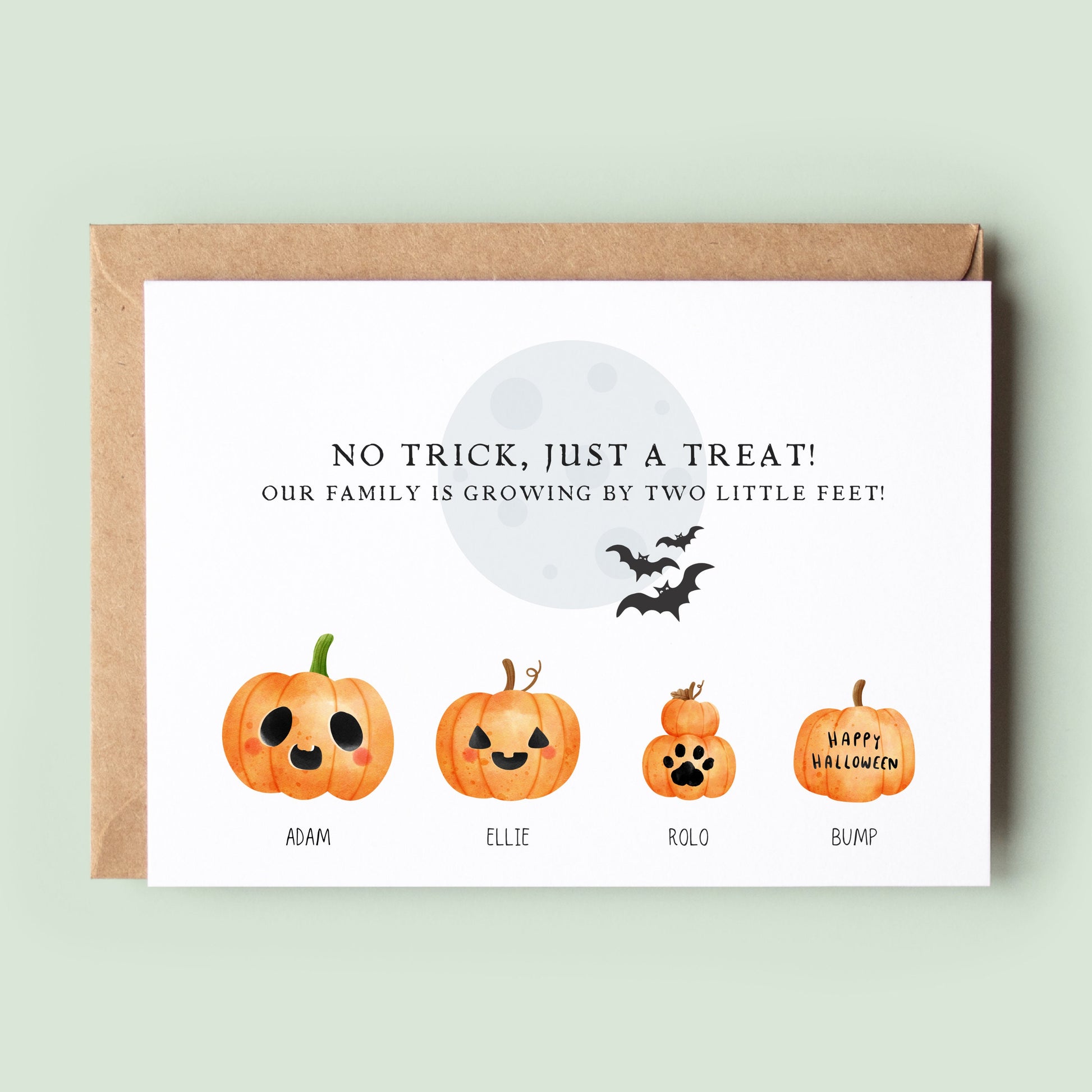 Halloween Pregnancy Announcement Card, Baby Announcement Card, Pregnancy Reveal Card, We're Having A Baby Card, Personalised Baby Card