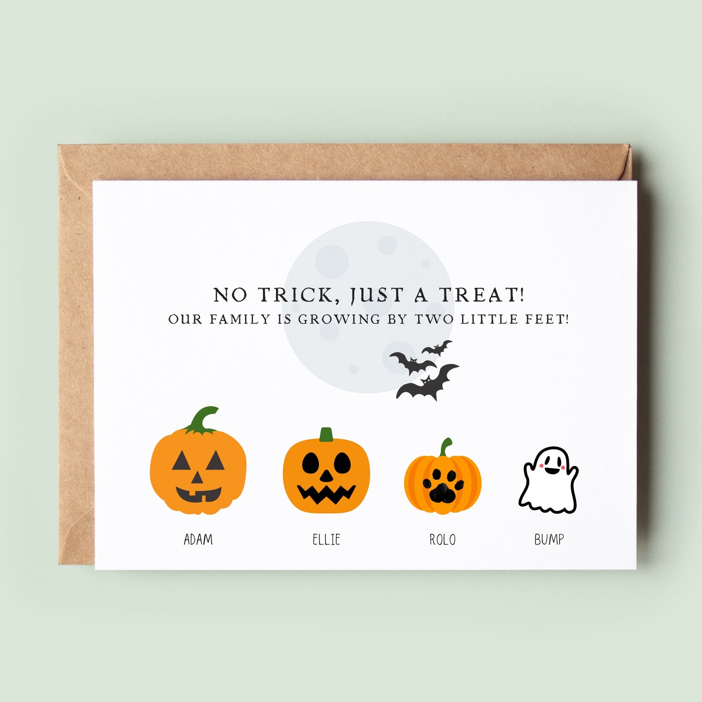 Halloween Pregnancy Announcement Card, Baby Announcement Card, Pregnancy Reveal Card, We're Having A Baby Card, Personalised Baby Pumpkin