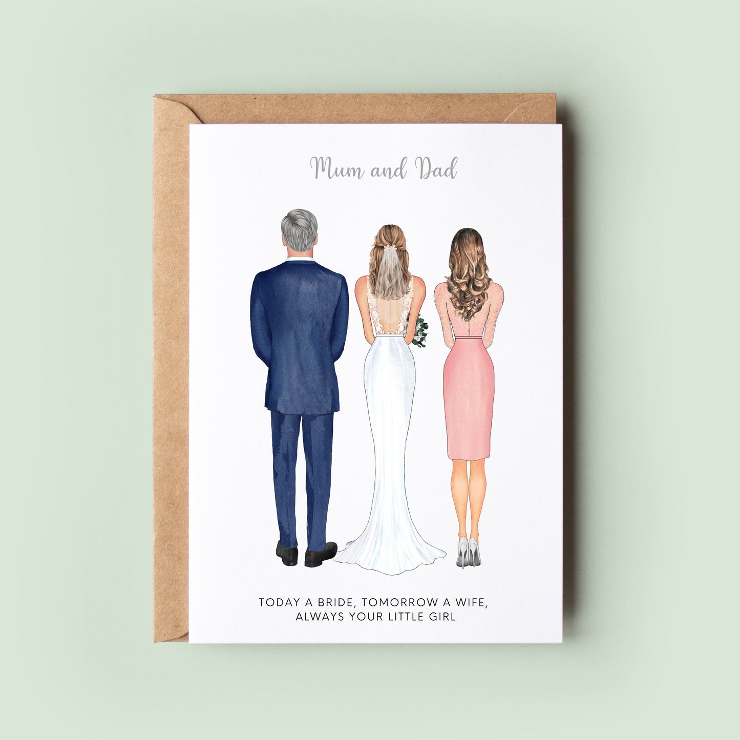 Personalised Wedding Card, Mum & Dad, Mother of the Bride, Wedding Thank You Card, Mum Card, Dad Card, In Laws Card, Father of the Bride