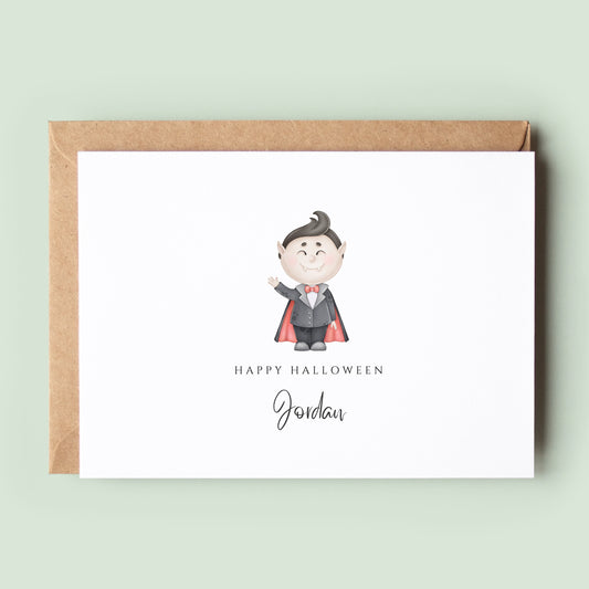 Cute Vampire Halloween Card, Happy Halloween Card, Kids Halloween Card, Personalised Halloween Card, Halloween Greeting Card