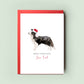 A delightful Border Collie Christmas Card featuring an image &#39;From the Dog,&#39; ideal for Dog Mum and Dog Dad, capturing the spirit of the holiday season.