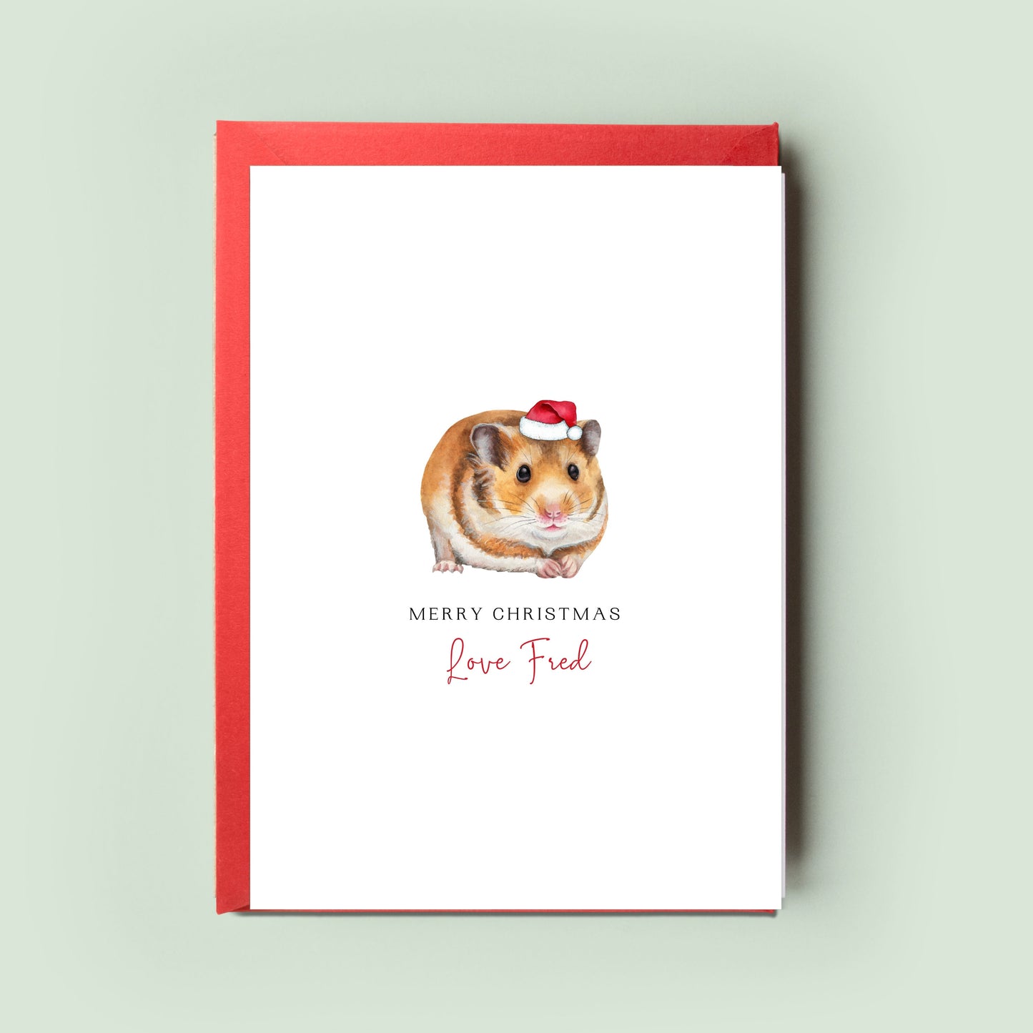 Delightful Hamster Christmas Card, ‘From the Hamster,’ with cheerful design. Perfect holiday greeting for Hamster Mum and Hamster Dad.