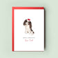 Elegant King Charles Cavalier Christmas Card, uniquely crafted to convey warm festive wishes from the dog to the dog mum and dad.