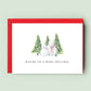 Charming &#39;WISHING YOU A MERRY CHRISTMAS&#39; Snow Person Card featuring delightful illustrations of a snowman and snow lady, perfect for extending warm and festive wishes to loved ones.