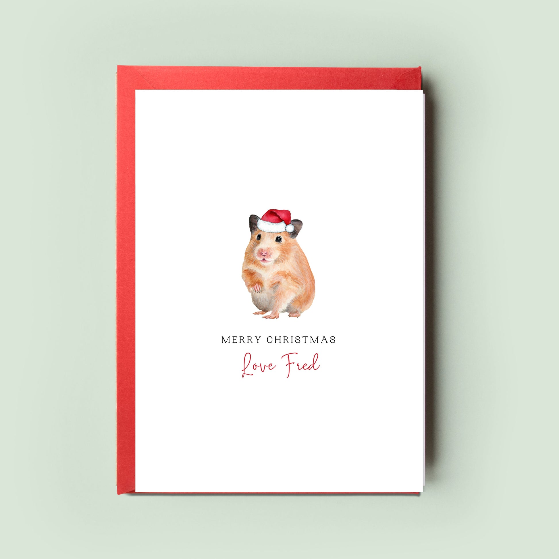 Delightful Hamster Christmas Card, ‘From the Hamster,’ with cheerful design. Perfect holiday greeting for Hamster Mum and Hamster Dad.