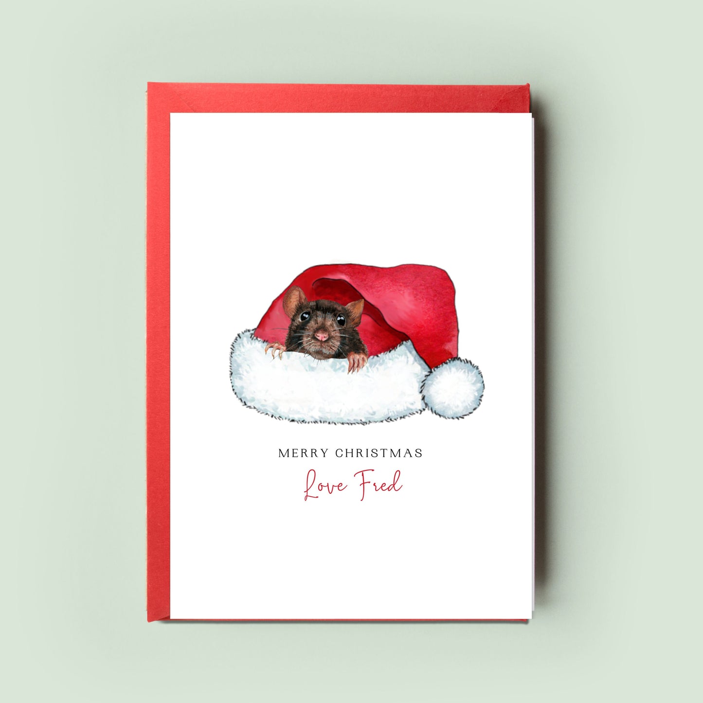 Enchanting Personalised Pet Rat Christmas Card, showcasing the lively spirit of the pet rat, a special festive sentiment for Rat Mum & Rat Dad.