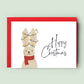 Charming &#39;Hoppy Christmas&#39; Card featuring a joyful hopping bunny, perfect for spreading festive cheer among family, friends, and loved ones of all ages.