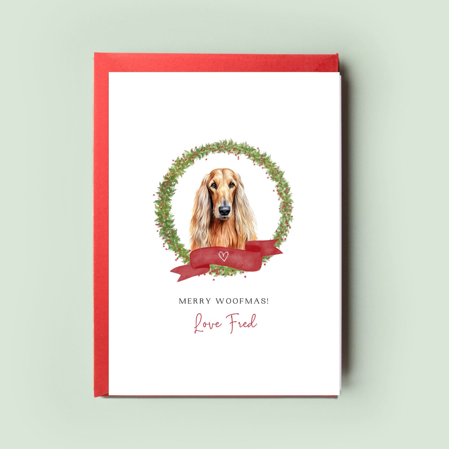 Afghan Hound Personalised Dog Christmas Card, For the Dog, From the Dog, Pet Christmas Card, Dog Card, Dog Dad, Dog Mum, Merry Woofmas