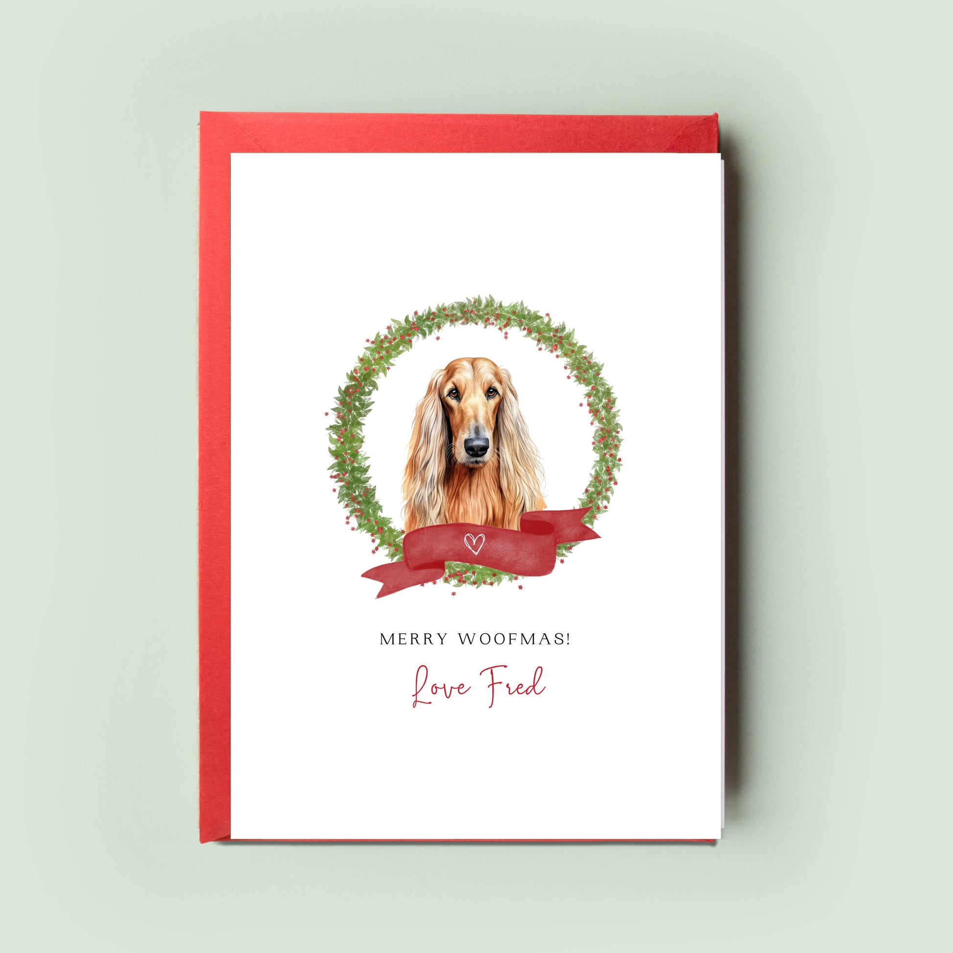 Afghan Hound Personalised Dog Christmas Card, For the Dog, From the Dog, Pet Christmas Card, Dog Card, Dog Dad, Dog Mum, Merry Woofmas