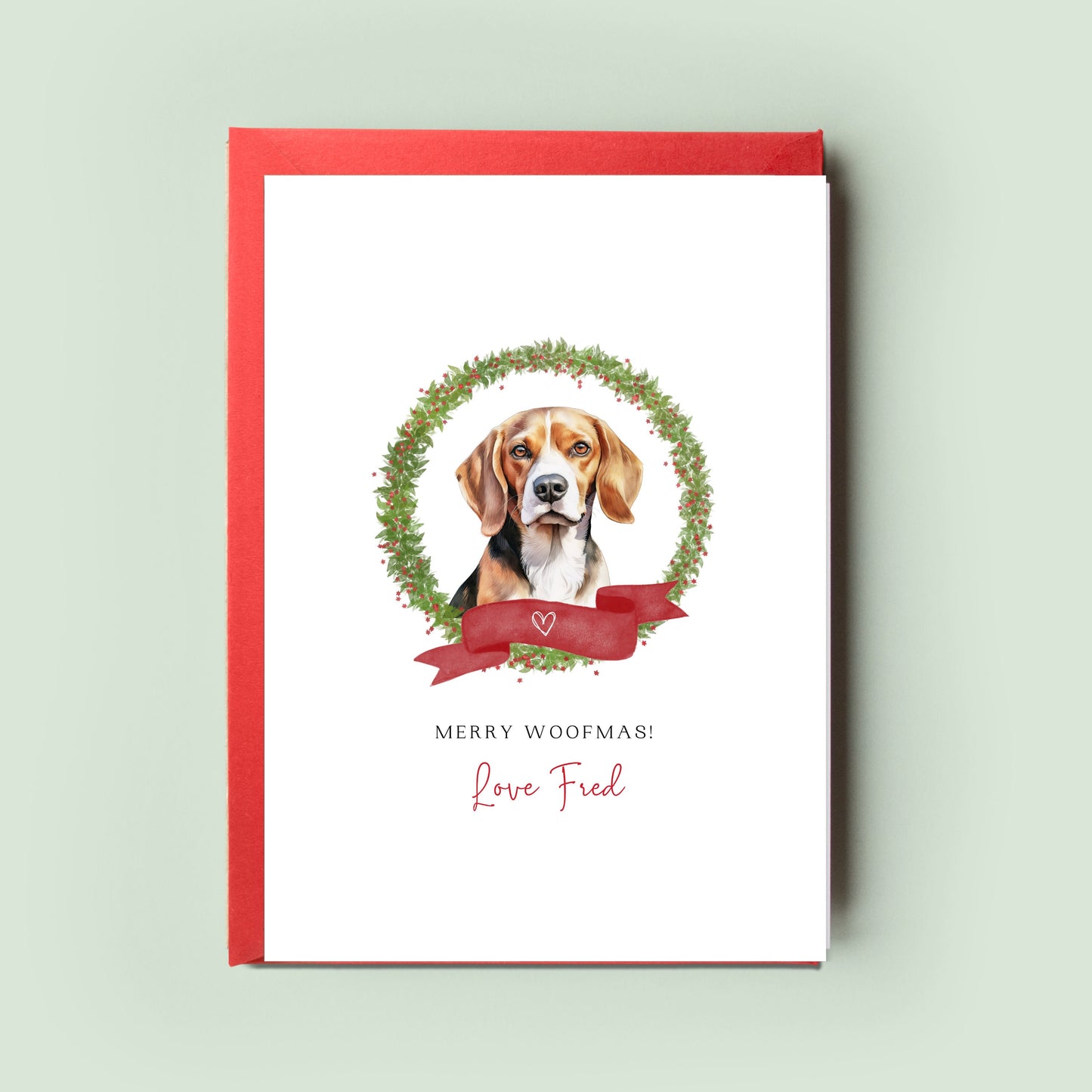 Beagle Personalised Dog Christmas Card, For the Dog, From the Dog, Pet Christmas Card, Dog Card, Dog Dad, Dog Mum, Merry Woofmas