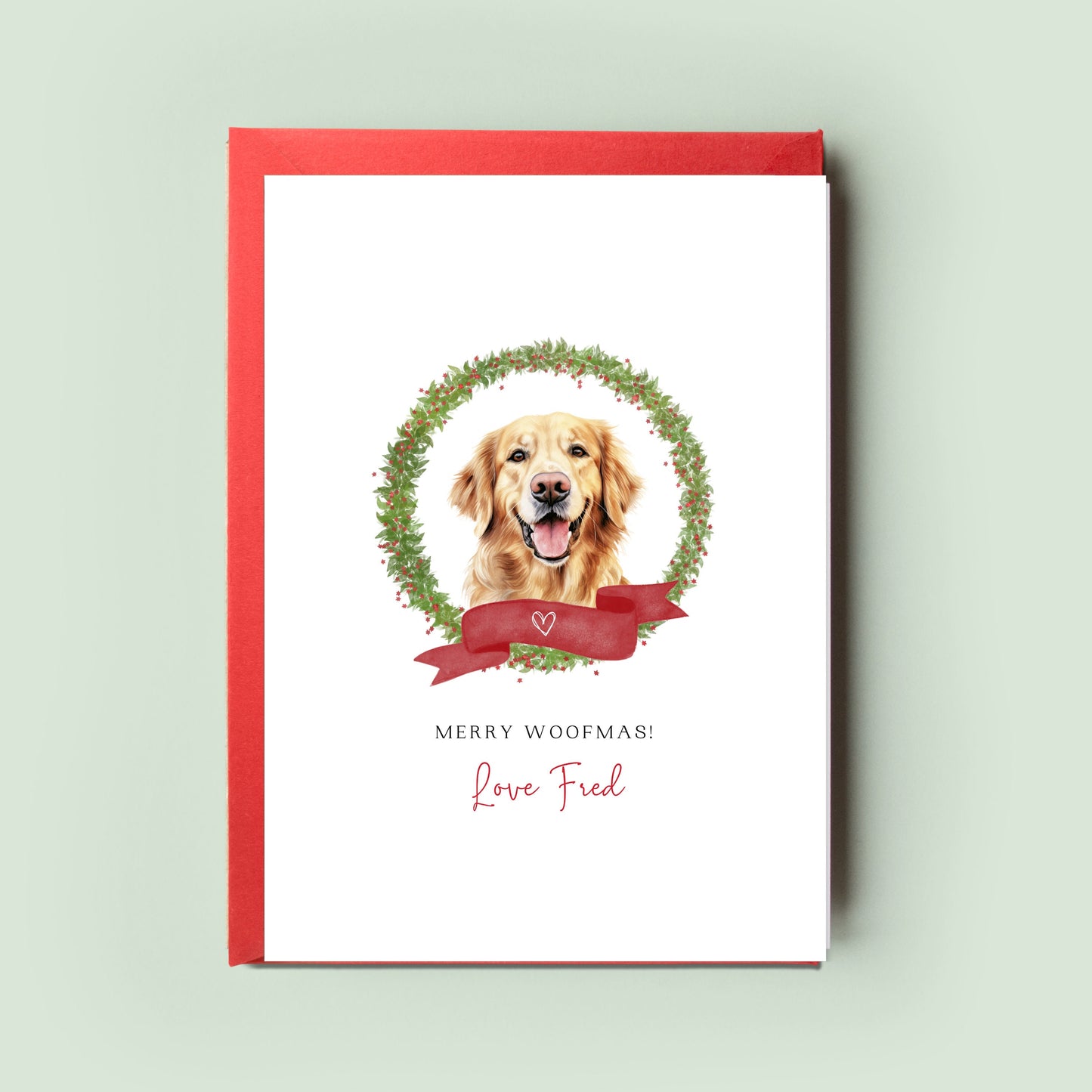 Golden Retriever Personalised Dog Christmas Card