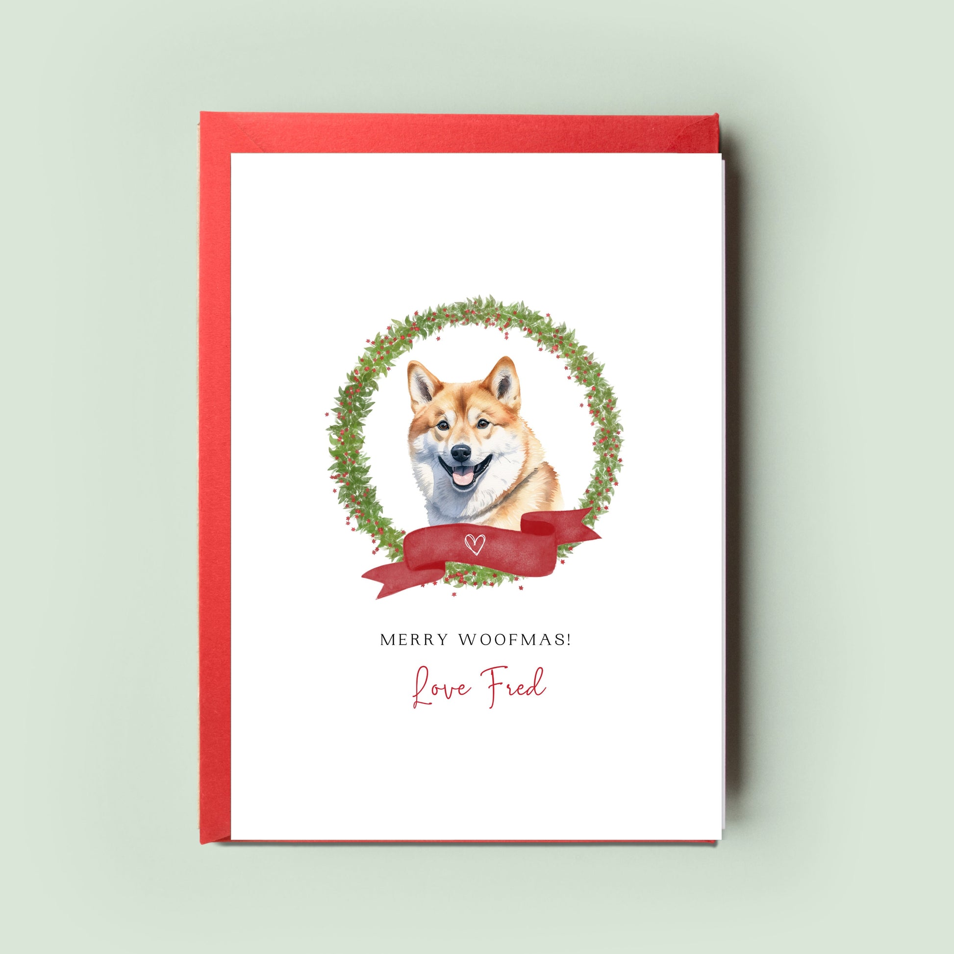 Shiba Inu Personalised Dog Christmas Card