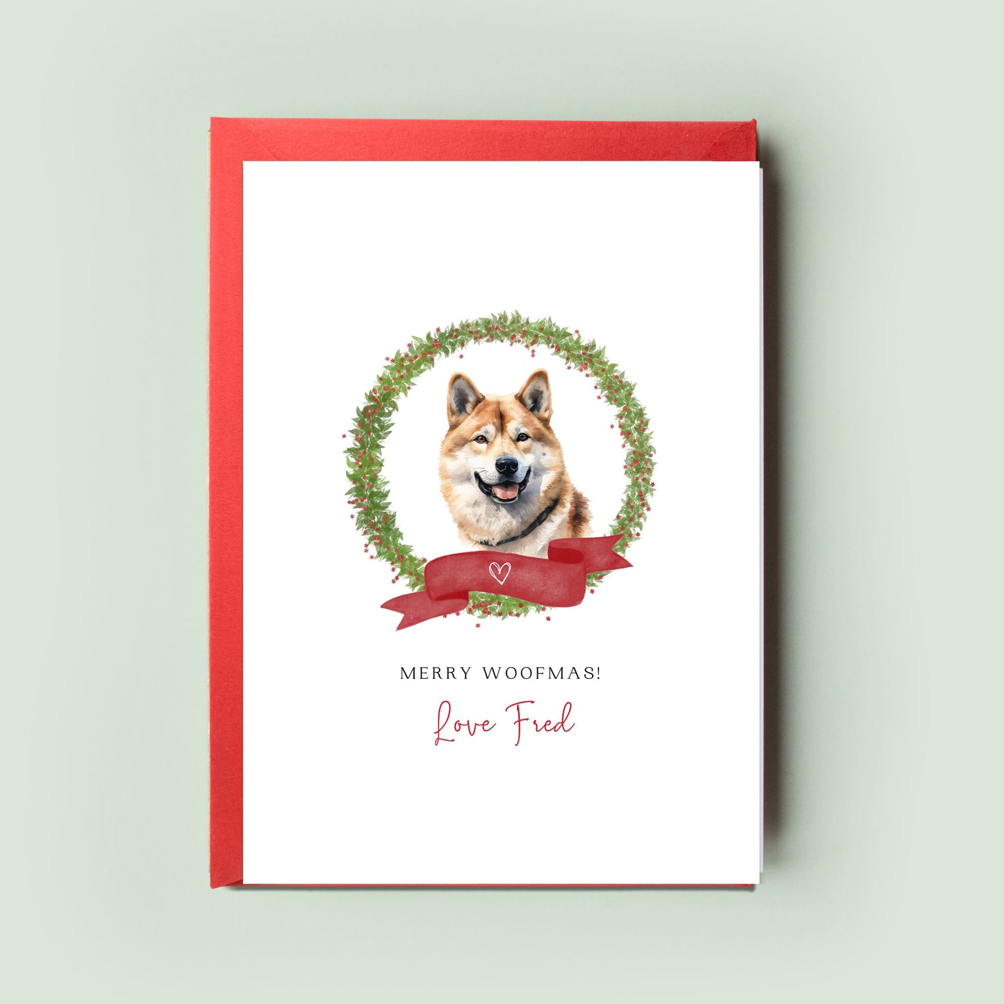 Akita Personalised Dog Christmas Card