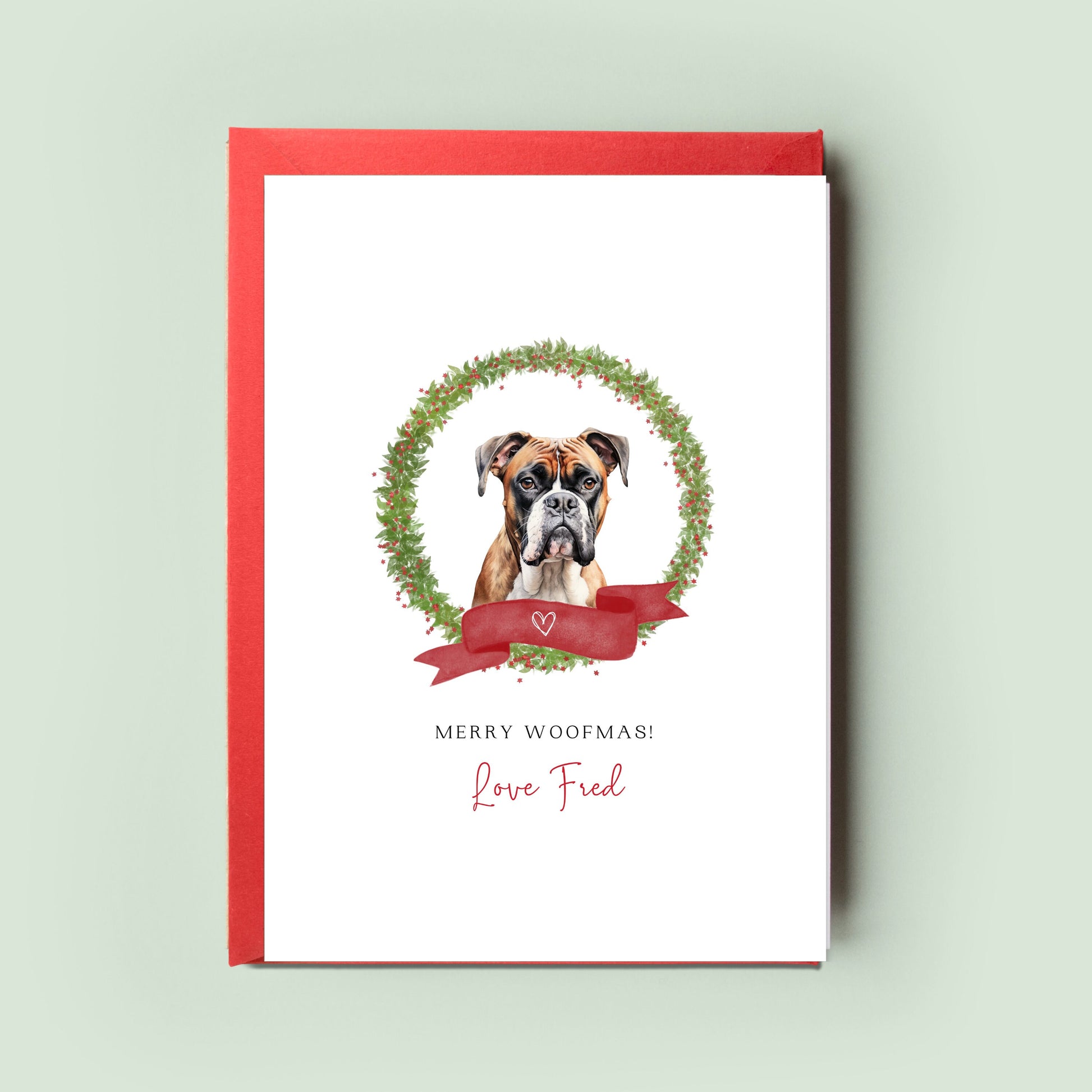 Boxer Personalised Dog Christmas Card