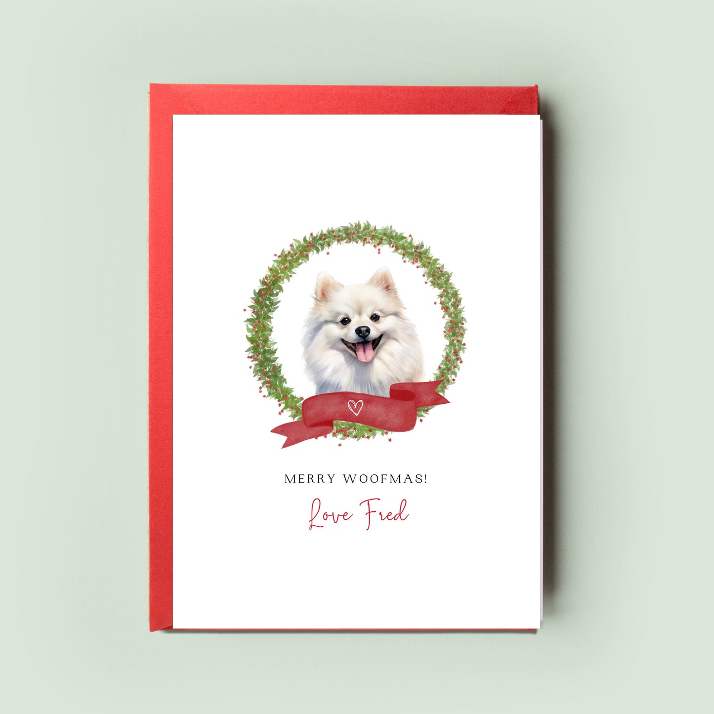 Pomeranian Personalised Dog Christmas Card