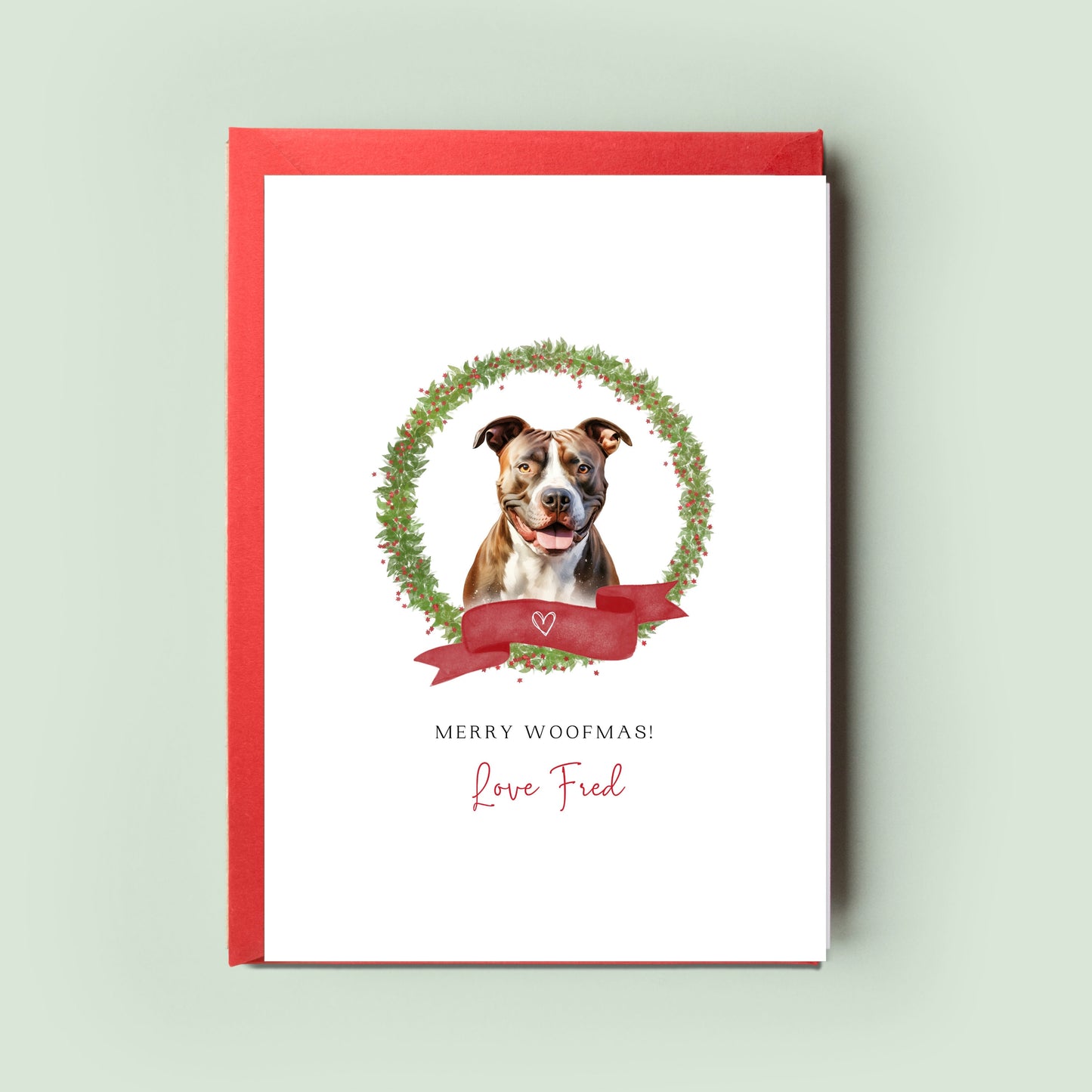 Staffordshire Bull Terrier Personalised Dog Christmas Card