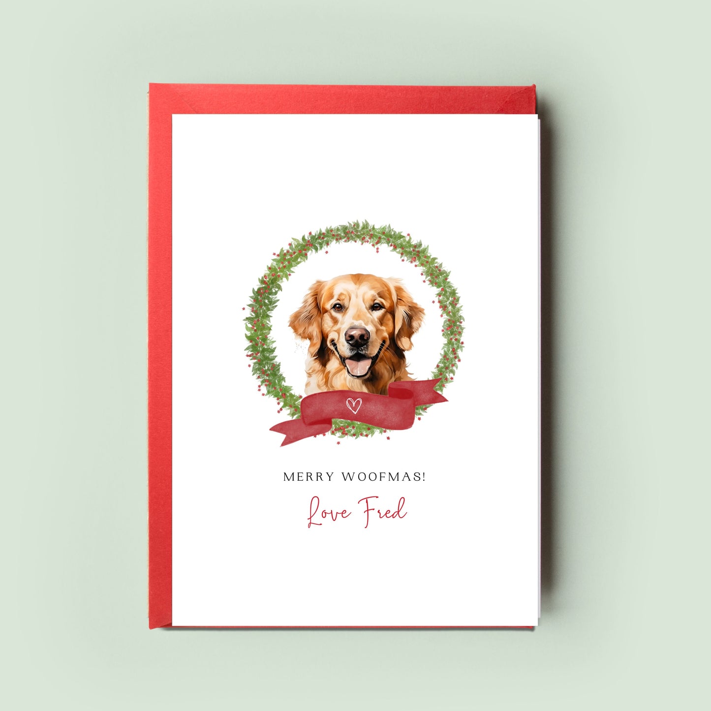 Golden Retriever Personalised Dog Christmas Card