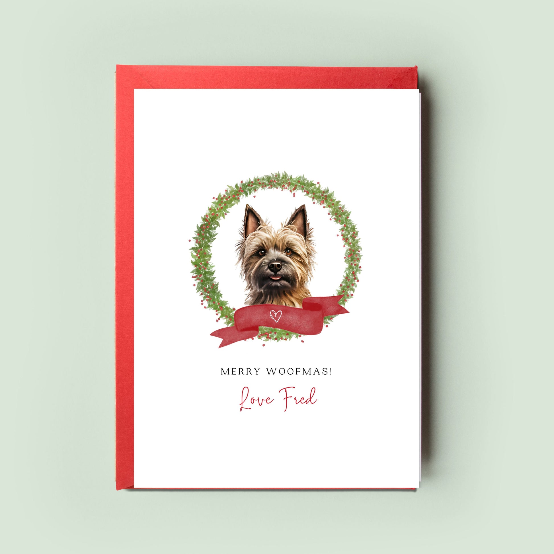 Cairn Terrier Personalised Dog Christmas Card, For the Dog, From the Dog, Pet Christmas Card, Dog Card, Dog Dad, Dog Mum, Merry Woofmas