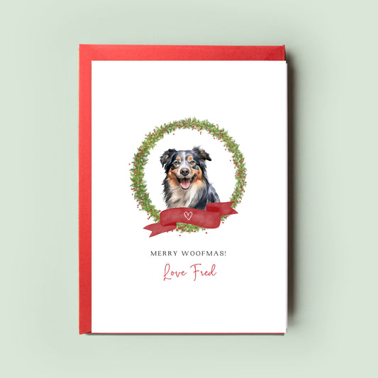 Australian Shepherd Personalised Dog Christmas Card, For the Dog, From the Dog, Pet Christmas Card, Dog Card, Dog Dad, Dog Mum, Woofmas