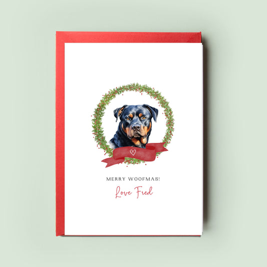 Rottweiler Personalised Dog Christmas Card