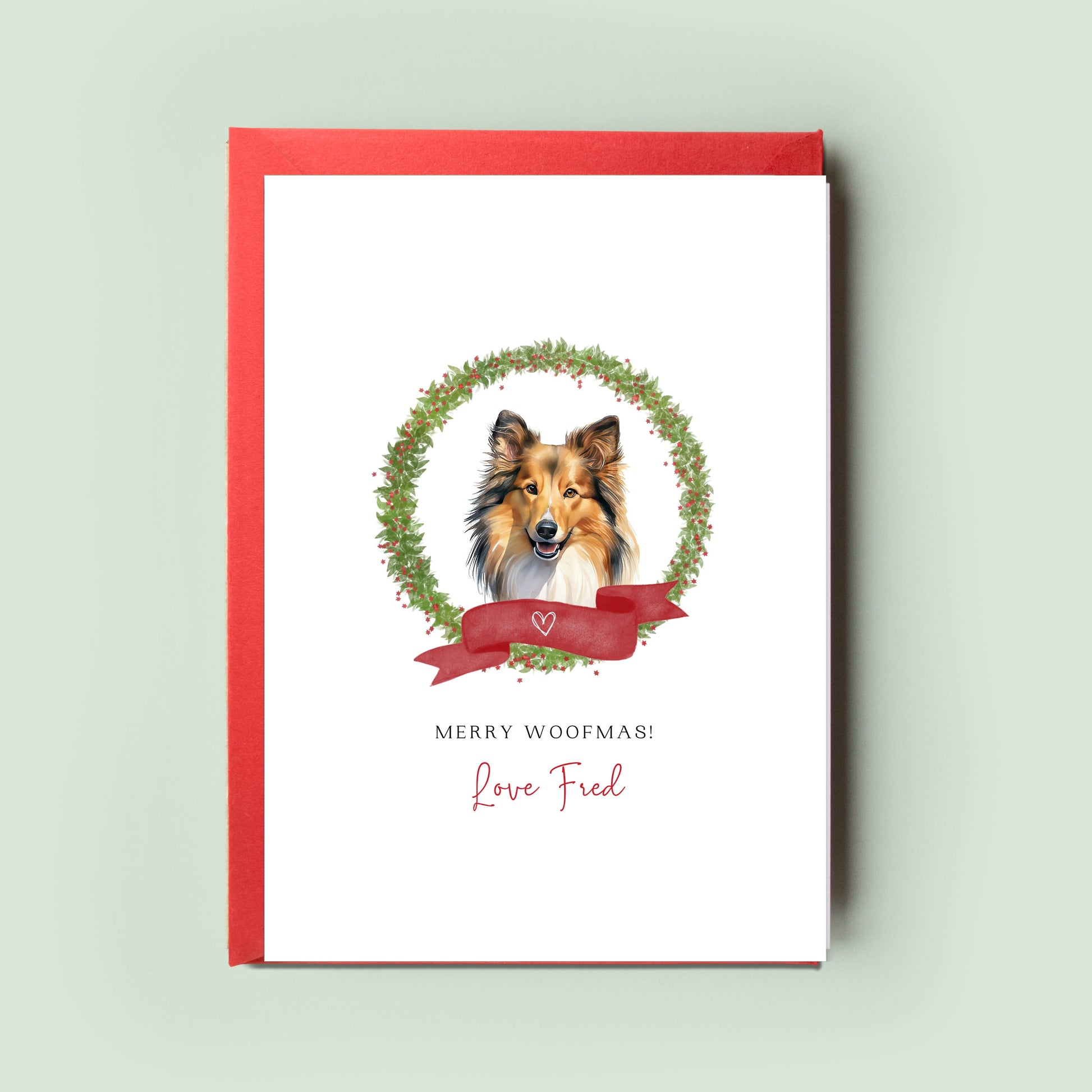 Shetland Sheepdog Personalised Dog Christmas Card