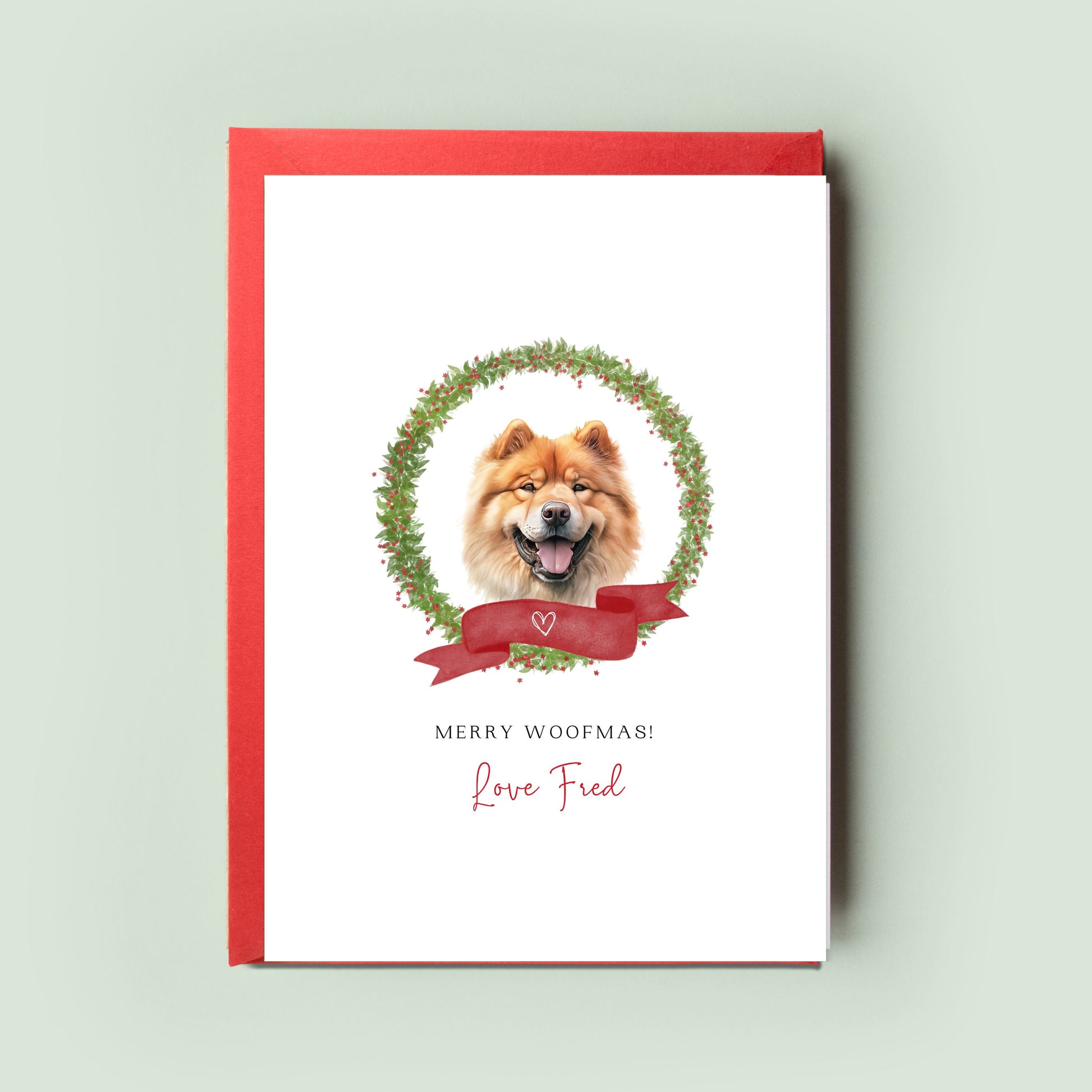 Chow Chow Personalised Dog Christmas Card