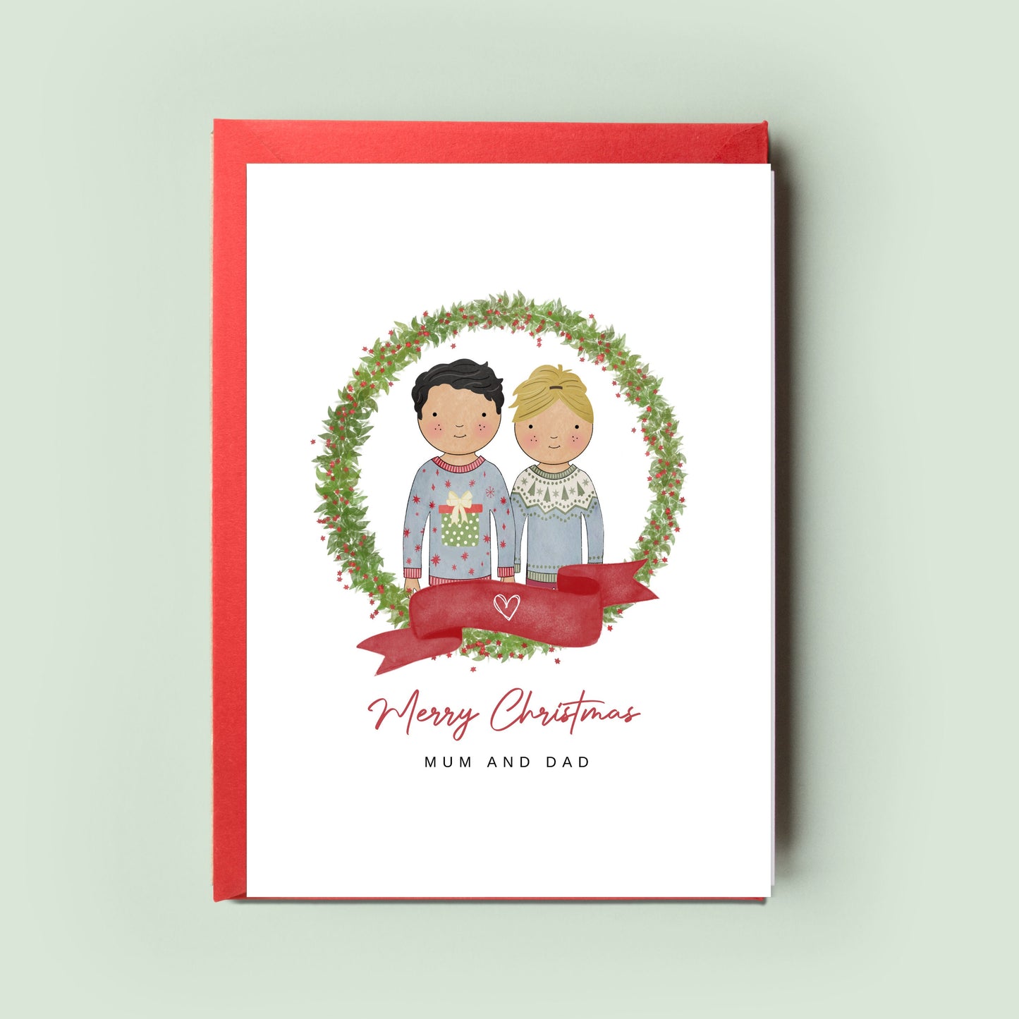 Elegant custom-designed Parents Christmas card, capturing heartfelt festive emotions and wishes for Mum and Dad.