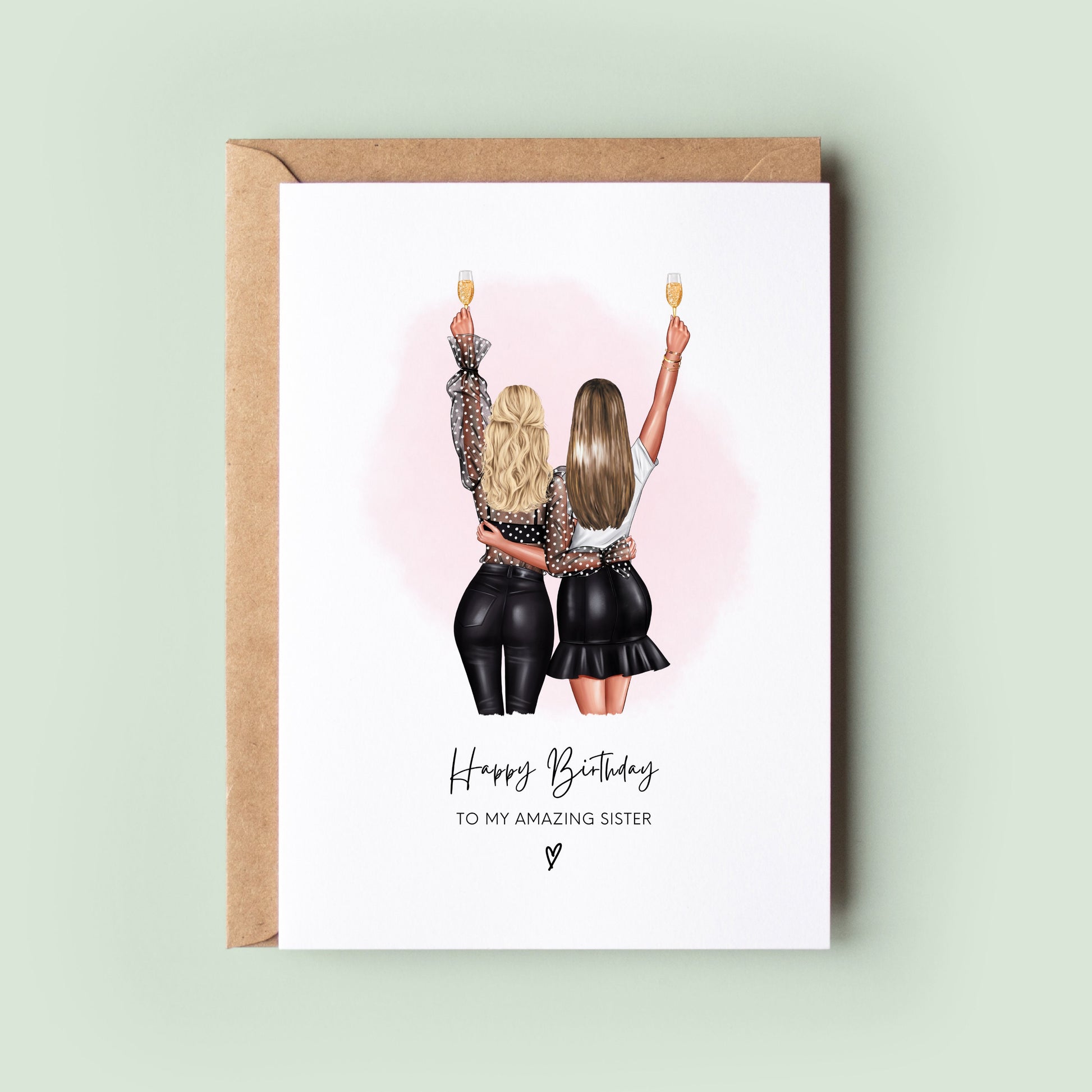 Personalised Sister Birthday Card, Big Sister Little Sister Birthday Card, Custom Sister Card, Birthday Card Keepsake, Sisters Portrait