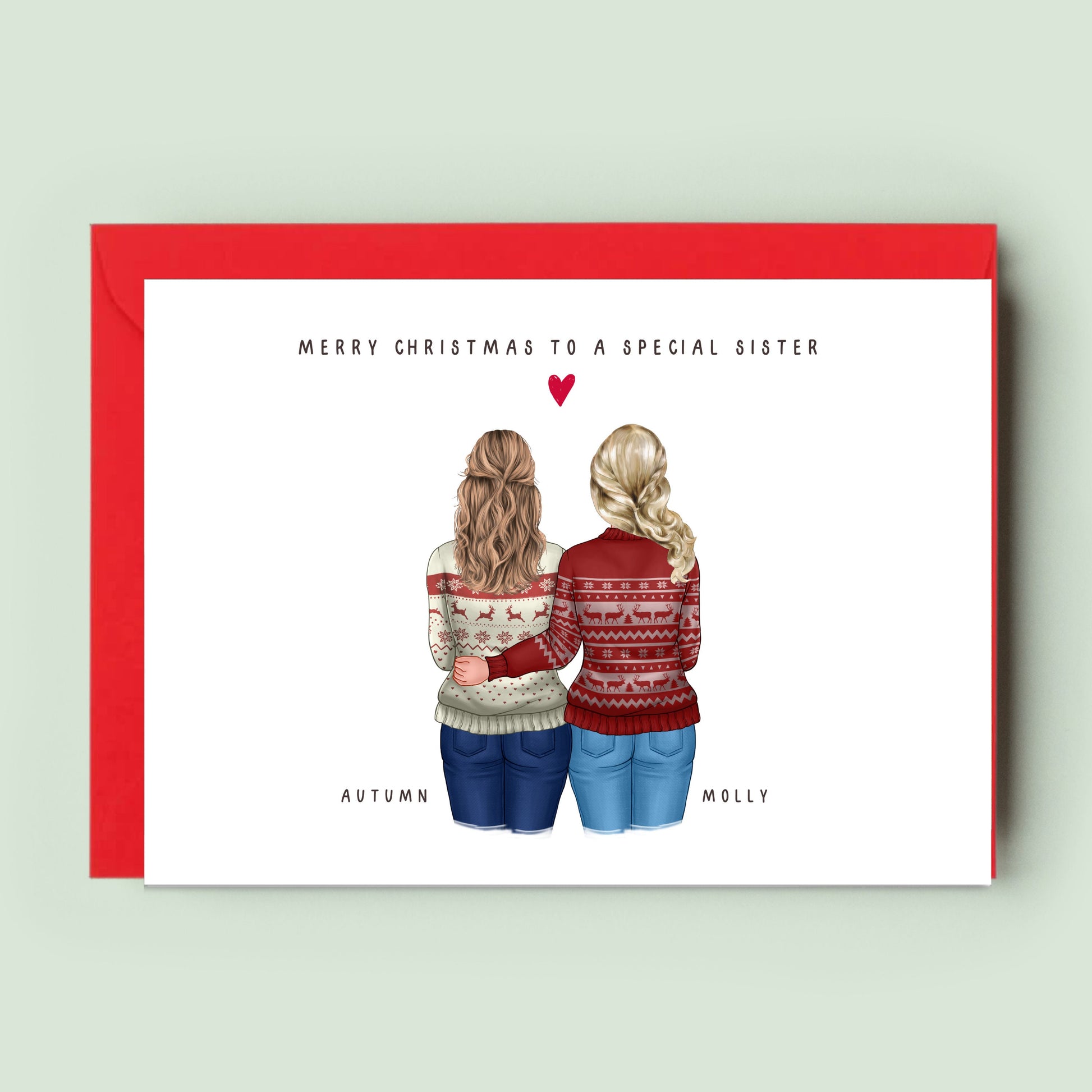 Personalised Sister Christmas Card - Mum, Bestie, Sister, Auntie, Cousin