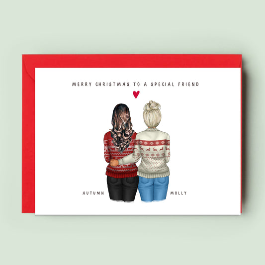 Customisable Christmas card with a heartfelt message, perfect for best friends, sisters, mums, aunties, and cousins, showcasing a festive and warm design.