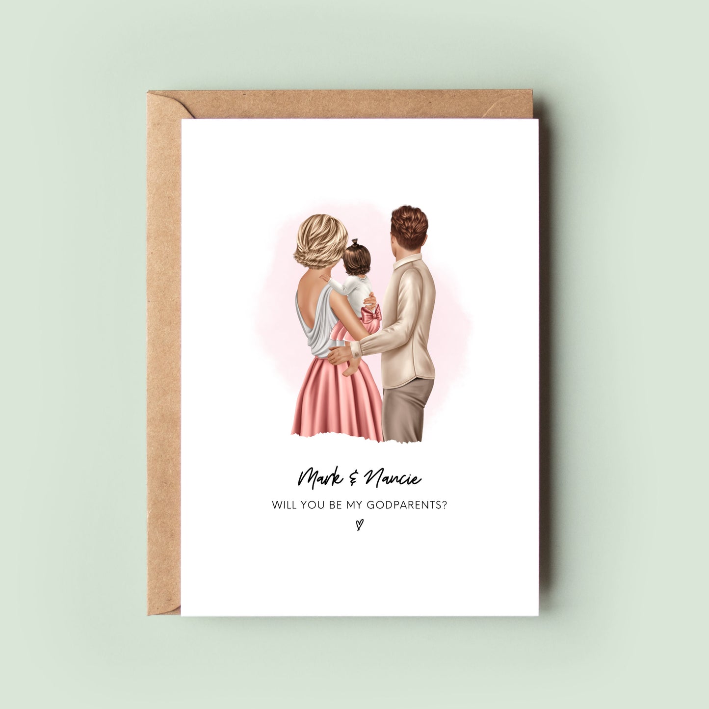 Personalised Godparents Proposal Card with Kraft Envelope