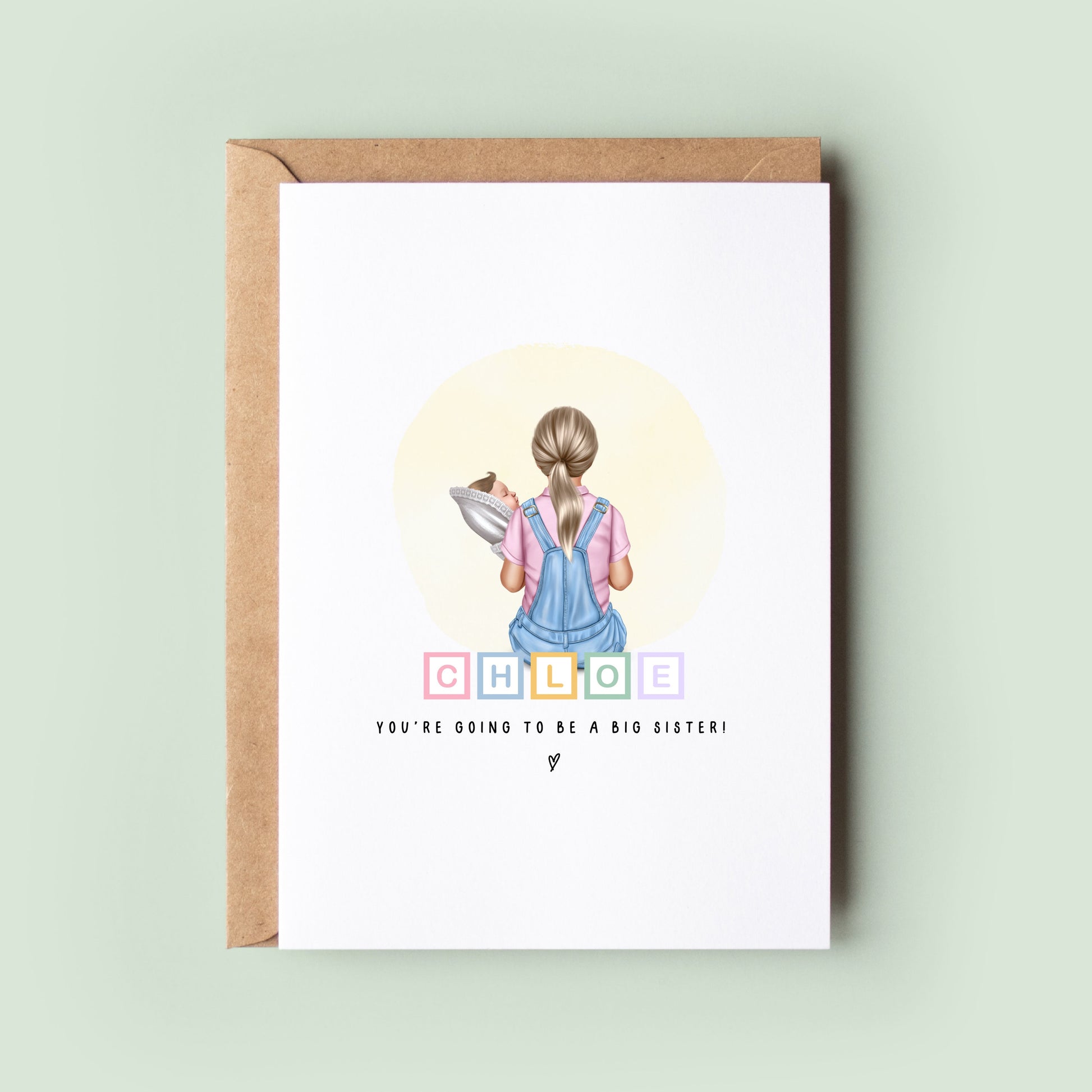 Personalised You're Going To Be A Big Sister Card, Big Sister Baby Announcement Card, Big Sister Pregnancy Card, Baby Card, Baby Reveal Card