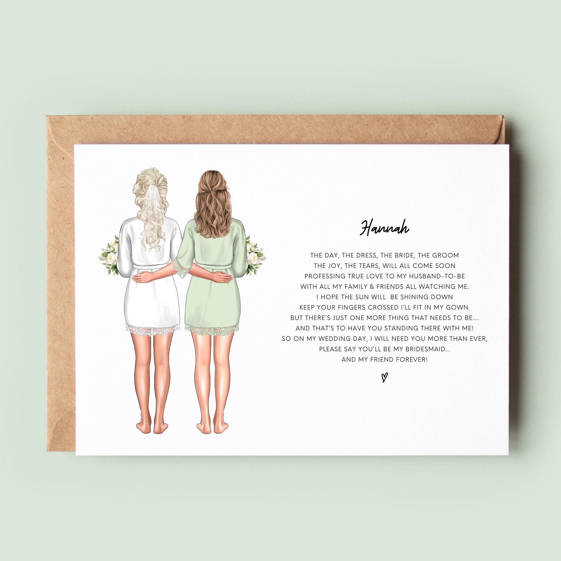 Touching &#39;Will You Be My Bridesmaid&#39; card featuring an evocative poem, perfect for a sentimental bridesmaid proposal, and an ideal keepsake for bridal boxes.