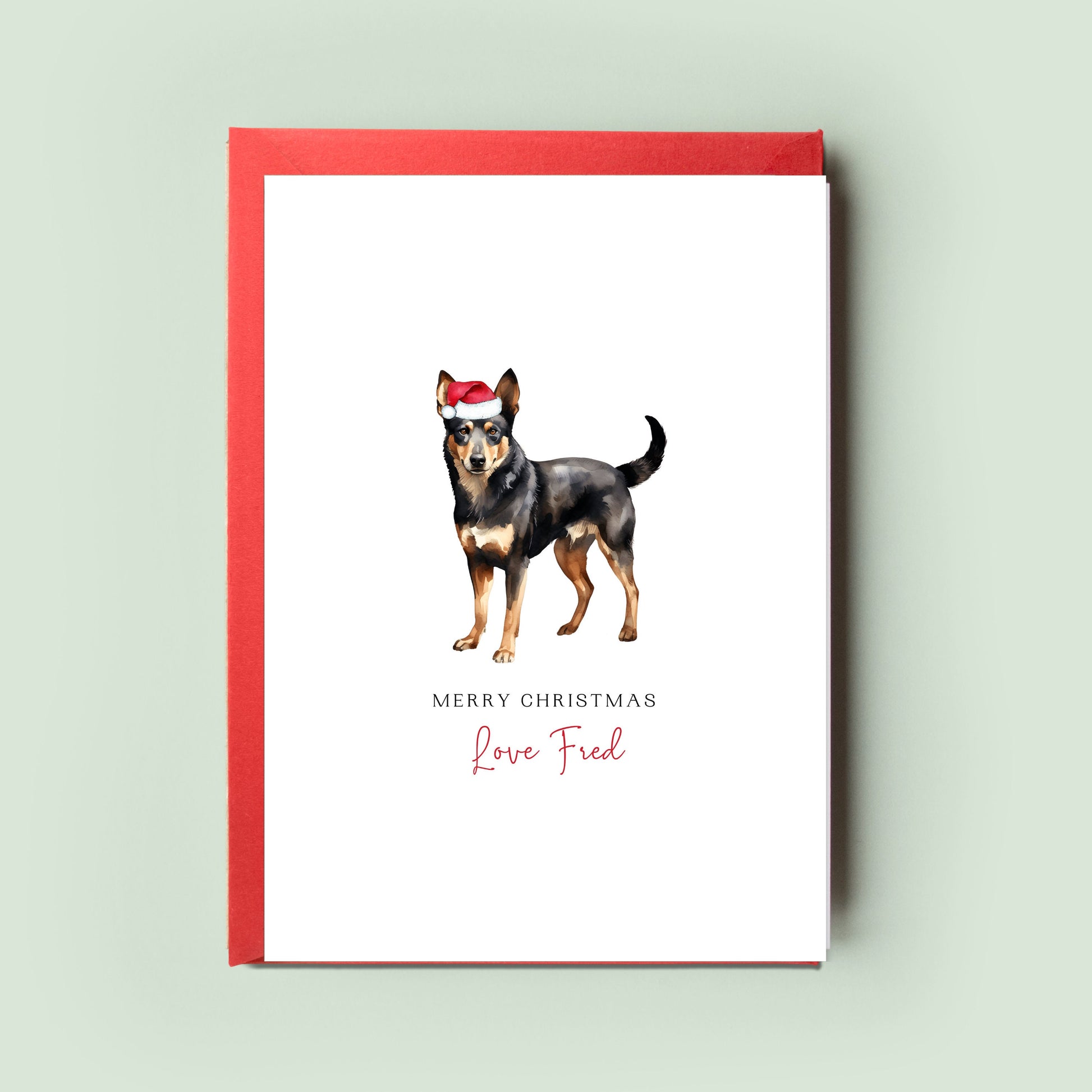 Australian Kelpie Personalised Dog Christmas Card, For the Dog, From the Dog, Pet Christmas Card, Dog Card, Dog Dad, Dog Mum, Merry Woofmas