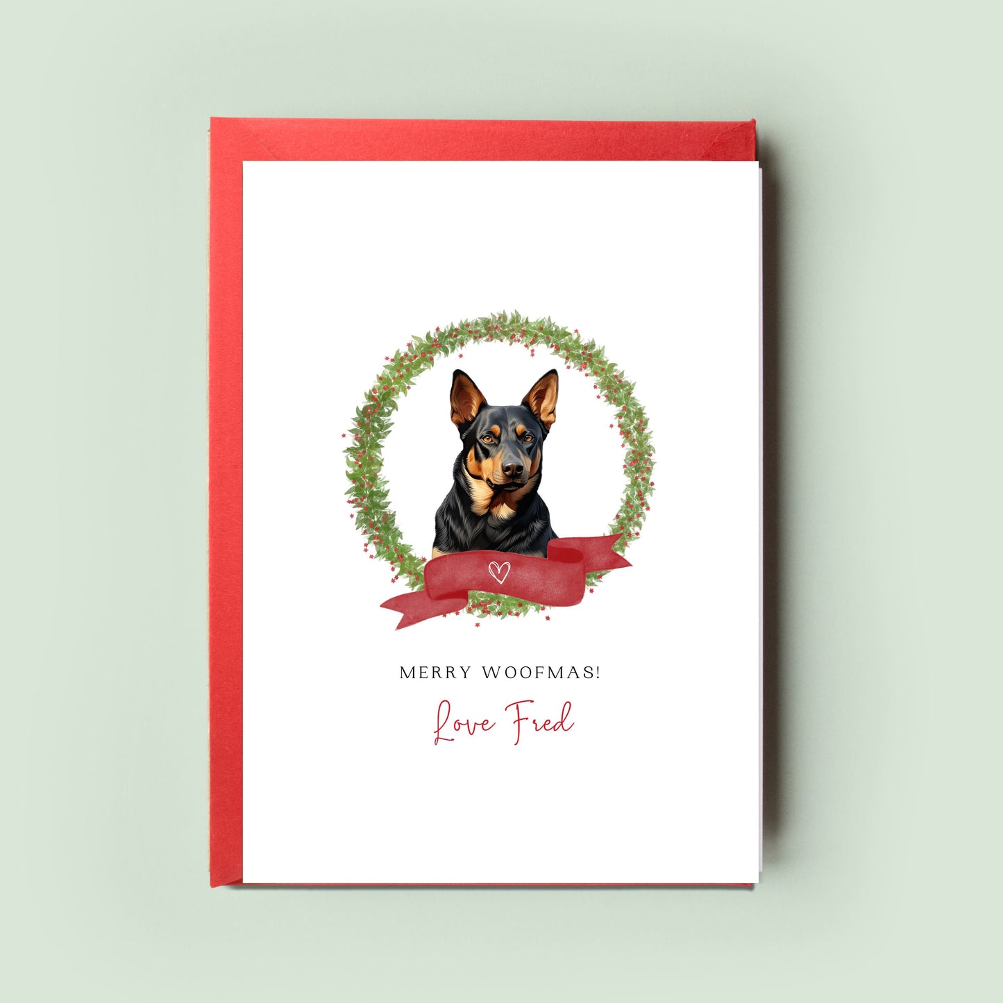 Australian Kelpie Personalised Dog Christmas Card, For the Dog, From the Dog, Pet Christmas Card, Dog Card, Dog Dad, Dog Mum, Merry Woofmas