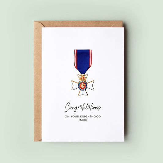 Congratulations on your Knighthood Personalised Greeting Card - KCVO Card