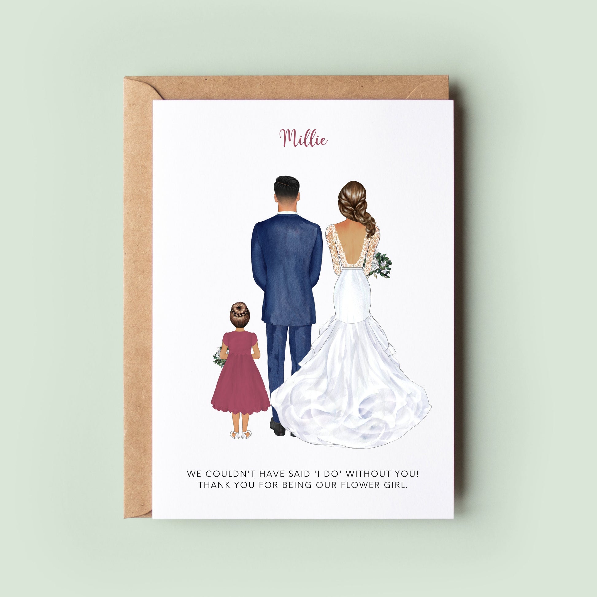 Personalised Thank You For Being Our Flower Girl Card, Wedding Thank You Card, Card For Flower Girl, Flower Girl Thank You Card, Keepsake