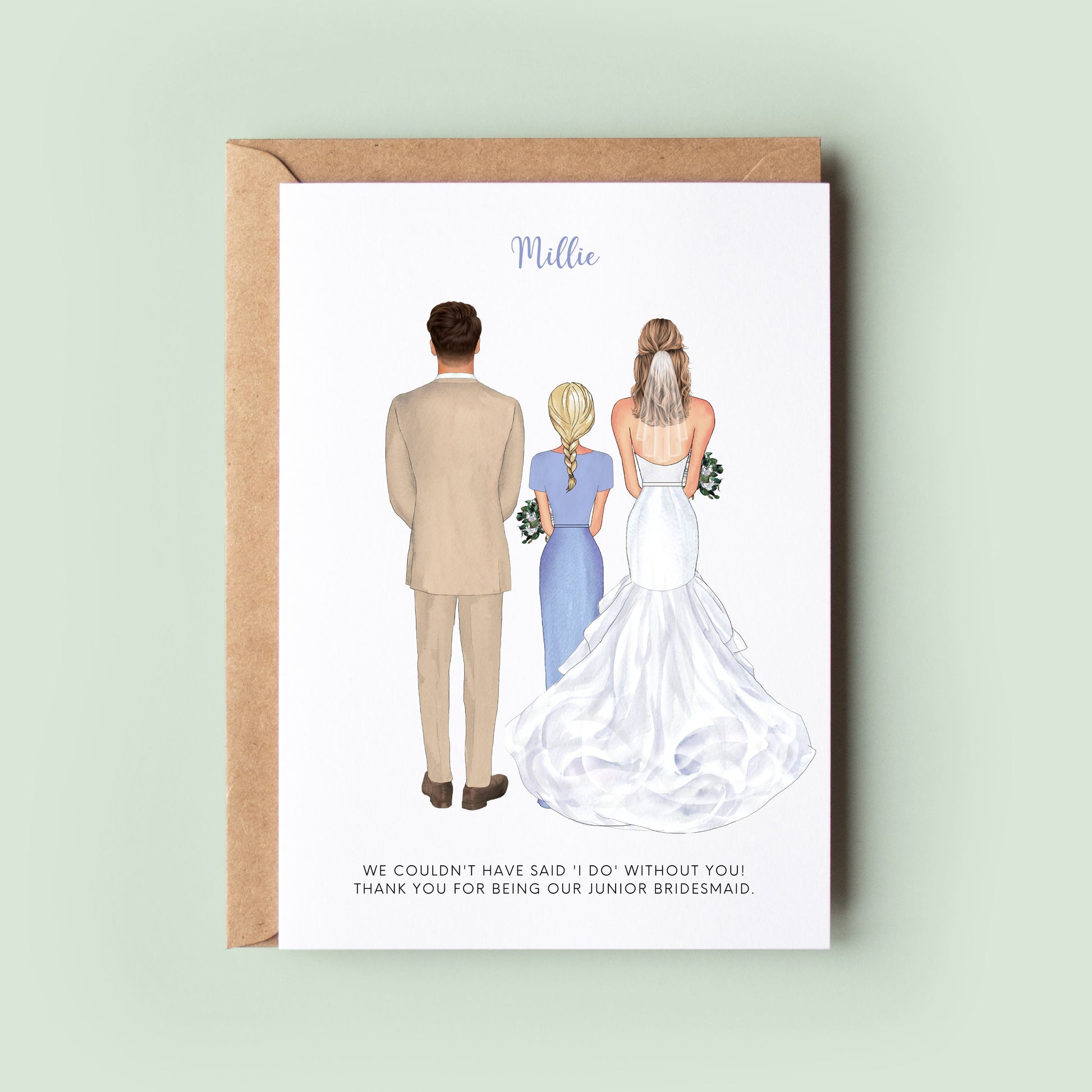 Personalised Thank You For Being Our Junior Bridesmaid Card, Wedding Thank You Card, Card For Bridesmaid, Card for Niece, Card for Daughter