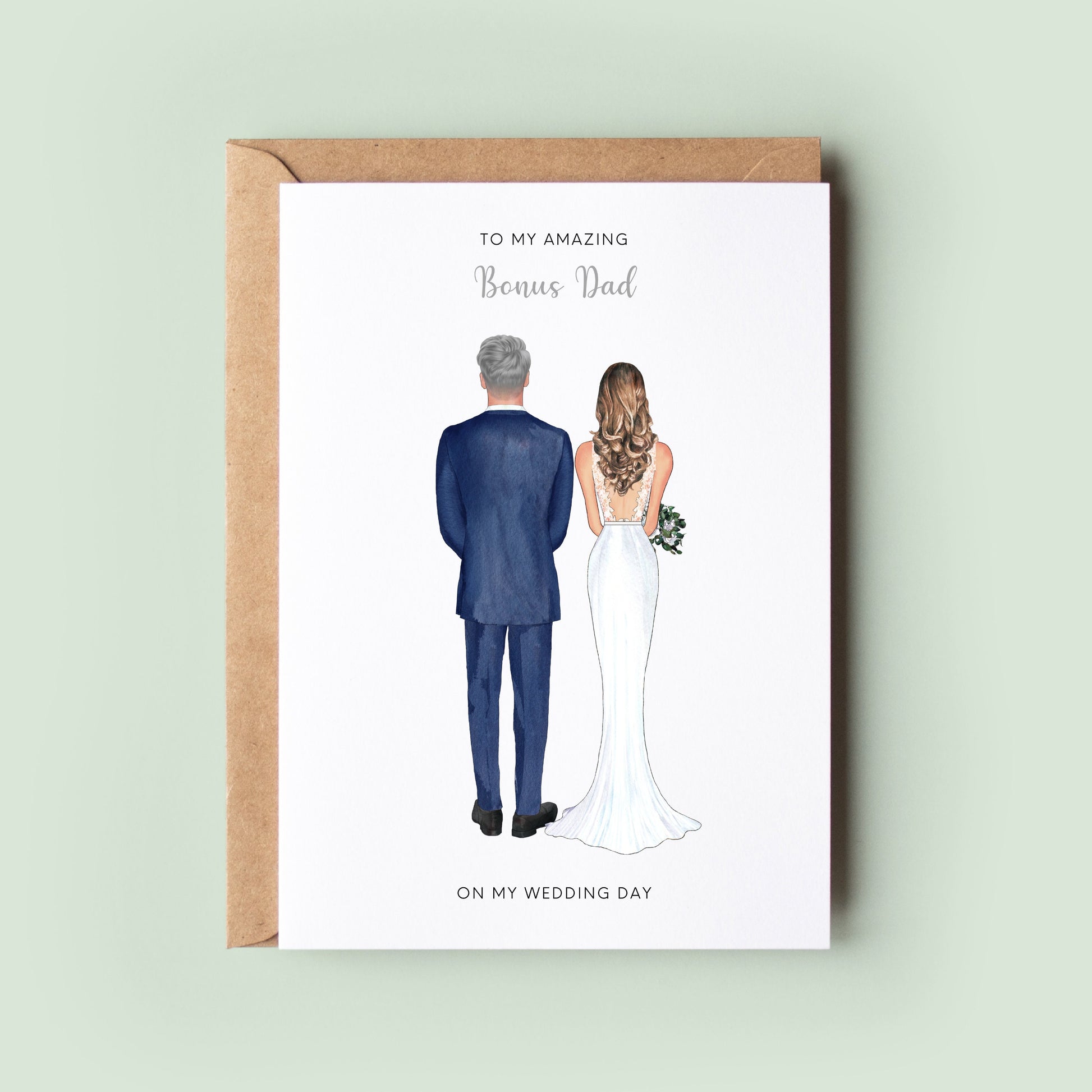 Personalised Bonus Dad Wedding Card, Step Dad Wedding Card, To My Bonus Dad On My Wedding Day, Wedding Thank You Card, Dad, Wedding Card